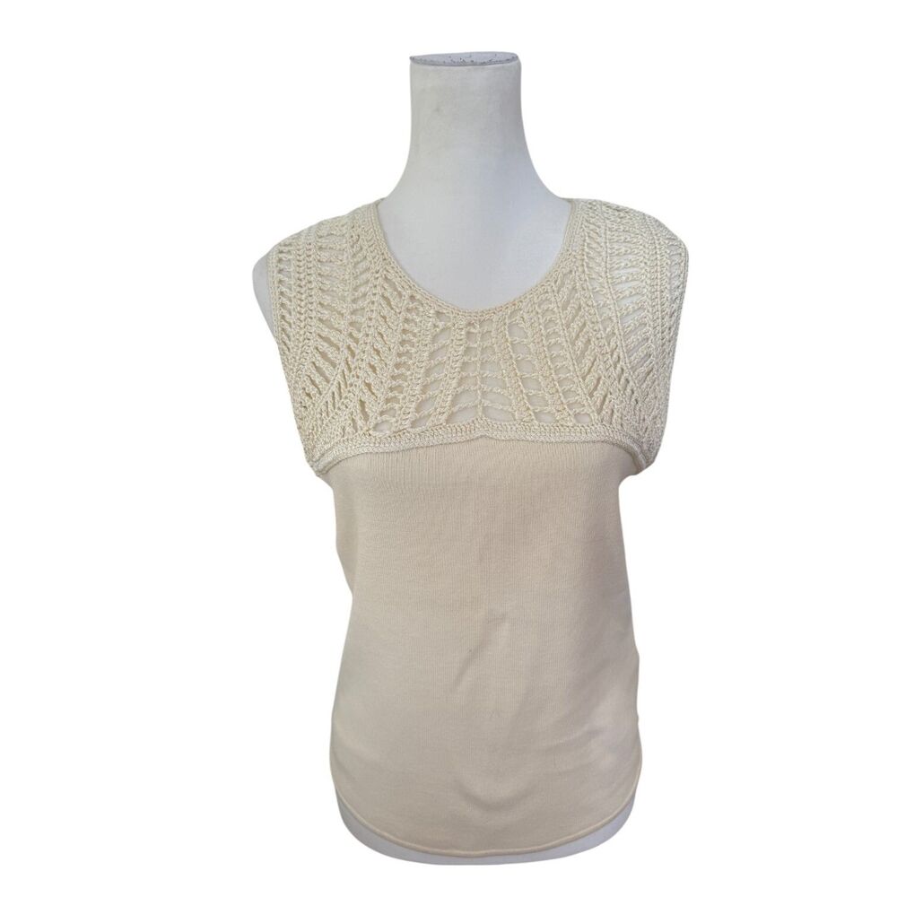 Dana Buchman Sleeveless Crochet Beachy‎ Coastal Preppy Capsule Wardrobe M
